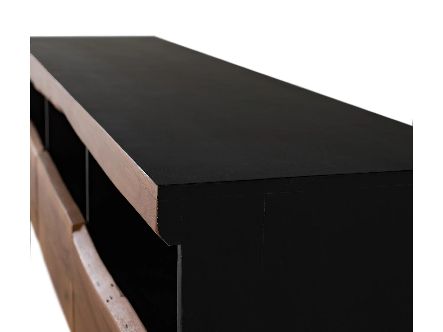 Meuble TV en bois d'acacia naturel et noir