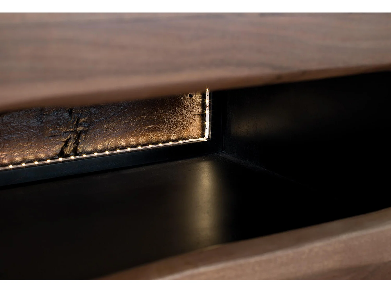 Meuble TV en bois d'acacia naturel et noir