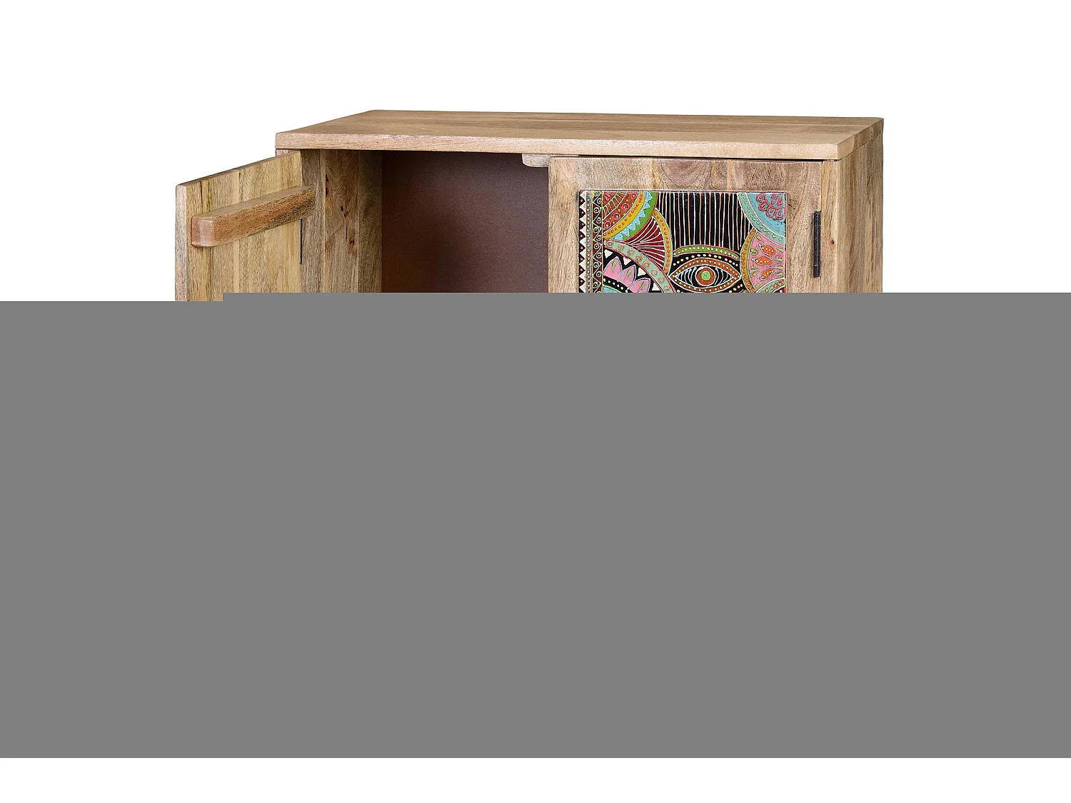 Commode en bois manguier naturel decorée à la main