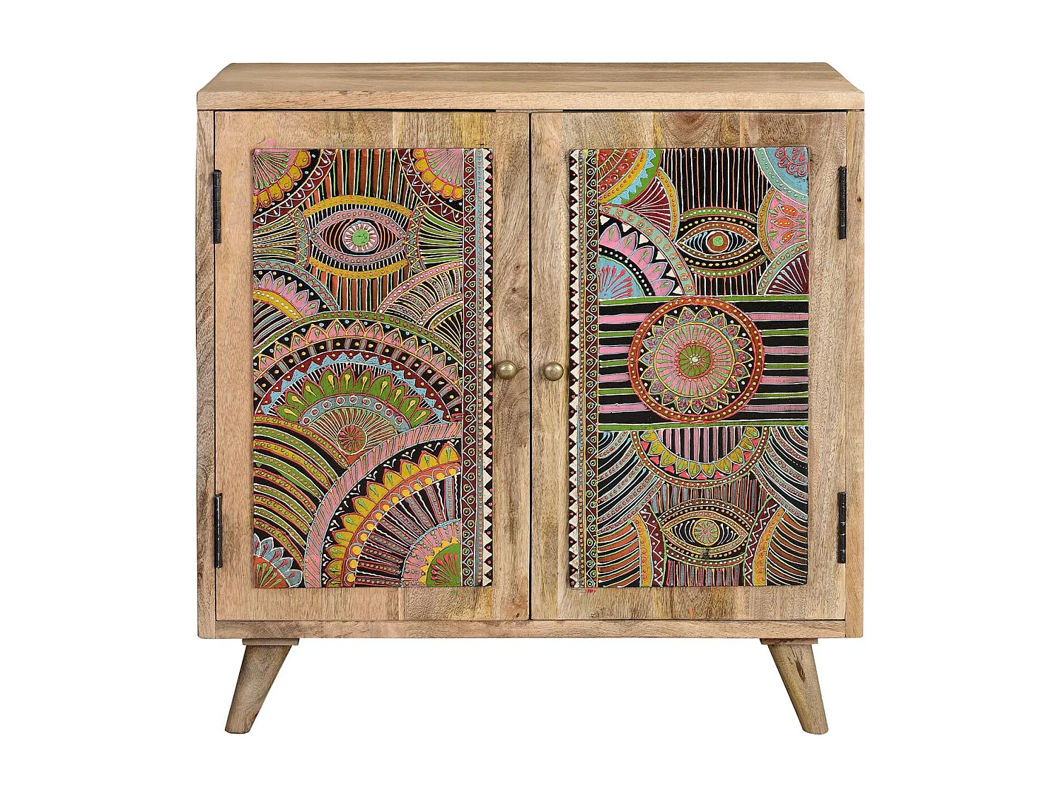 Commode in houten manguier naturel gedecoreerd à la main