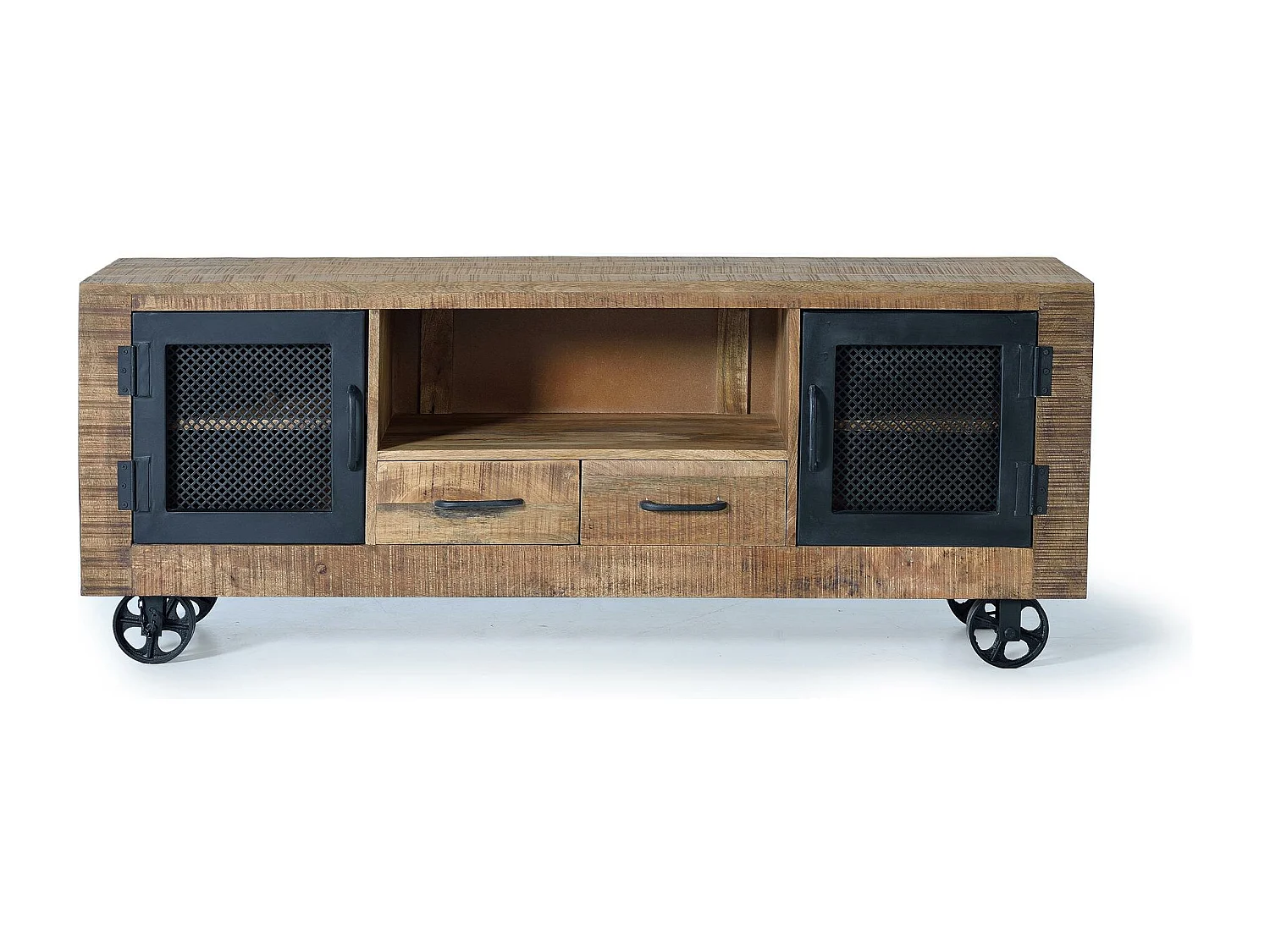 Mueble de television en madera de mango y metal natural Marrón.Giner y Colomer 60x38x150