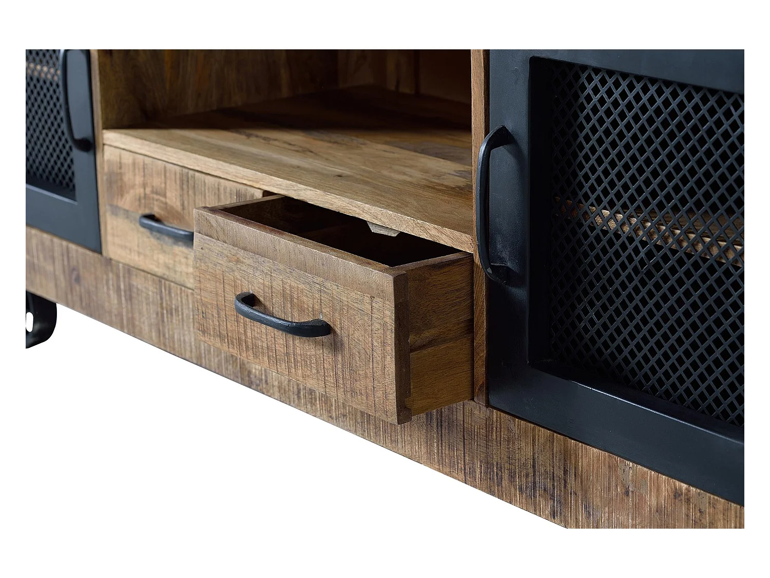 Mueble de television en madera de mango y metal natural Marrón.Giner y Colomer 60x38x150