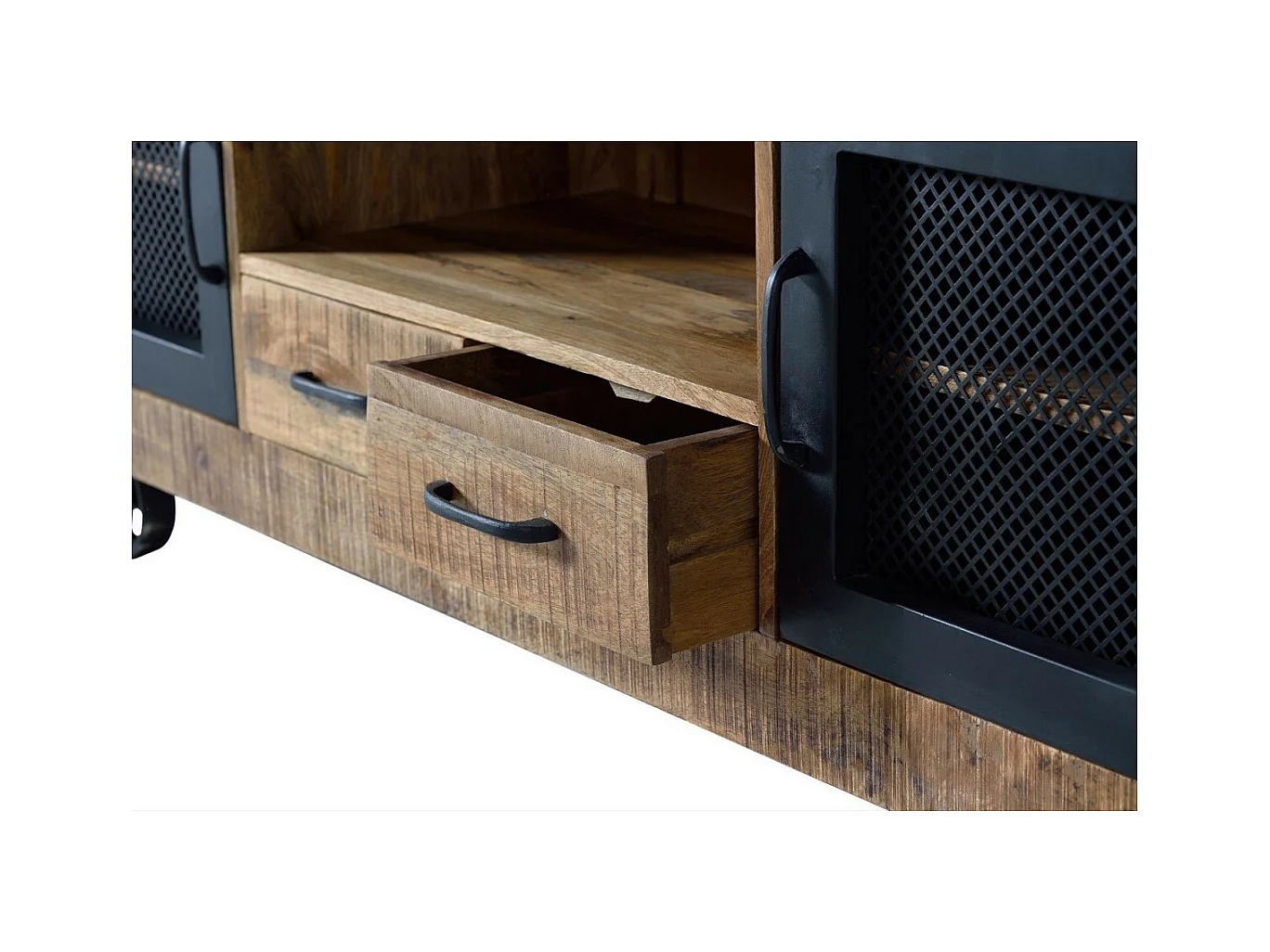 Mueble de television en madera de mango y metal natural Marrón.Giner y Colomer 60x38x150