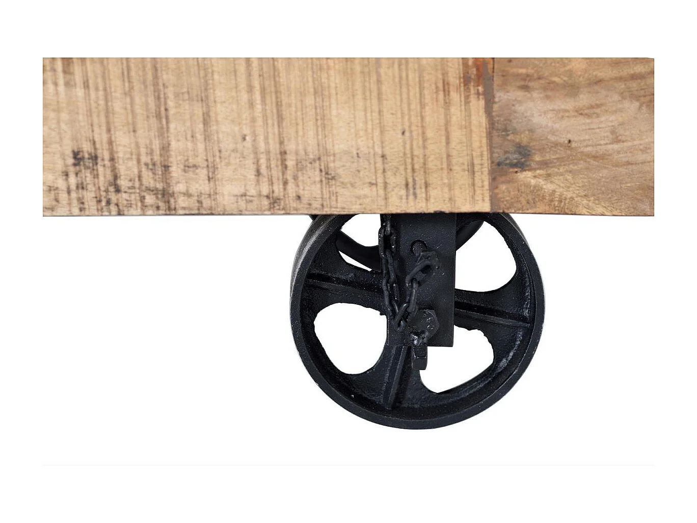 TV-meubel in manguierhout en natuurlijk metaal