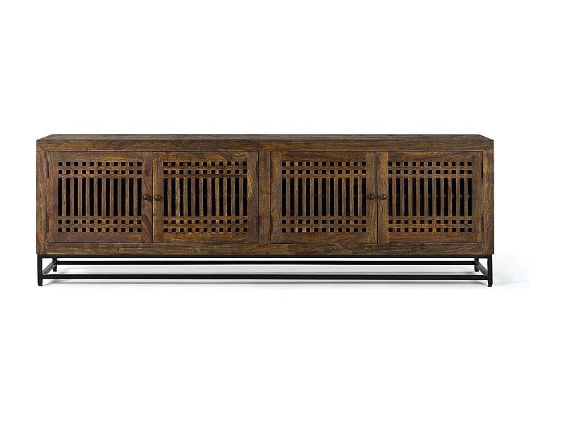 Meuble TV en bois d'acacia et métal