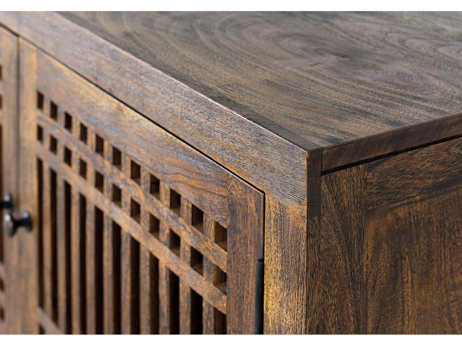 Meuble TV en bois d'acacia et métal