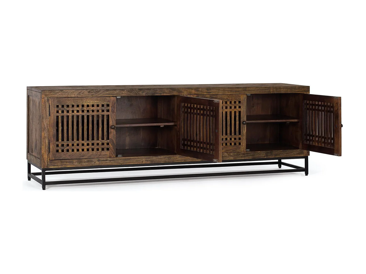 TV-Schrank aus Akazienholz und Metall