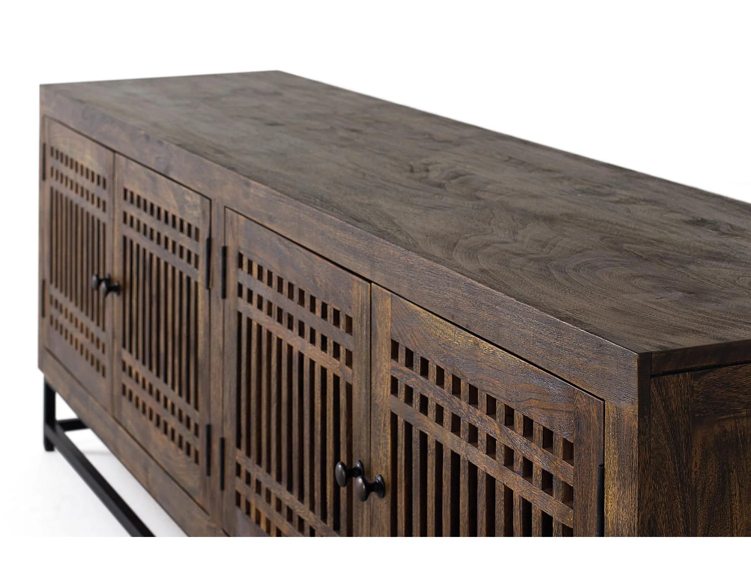 TV-Schrank aus Akazienholz und Metall