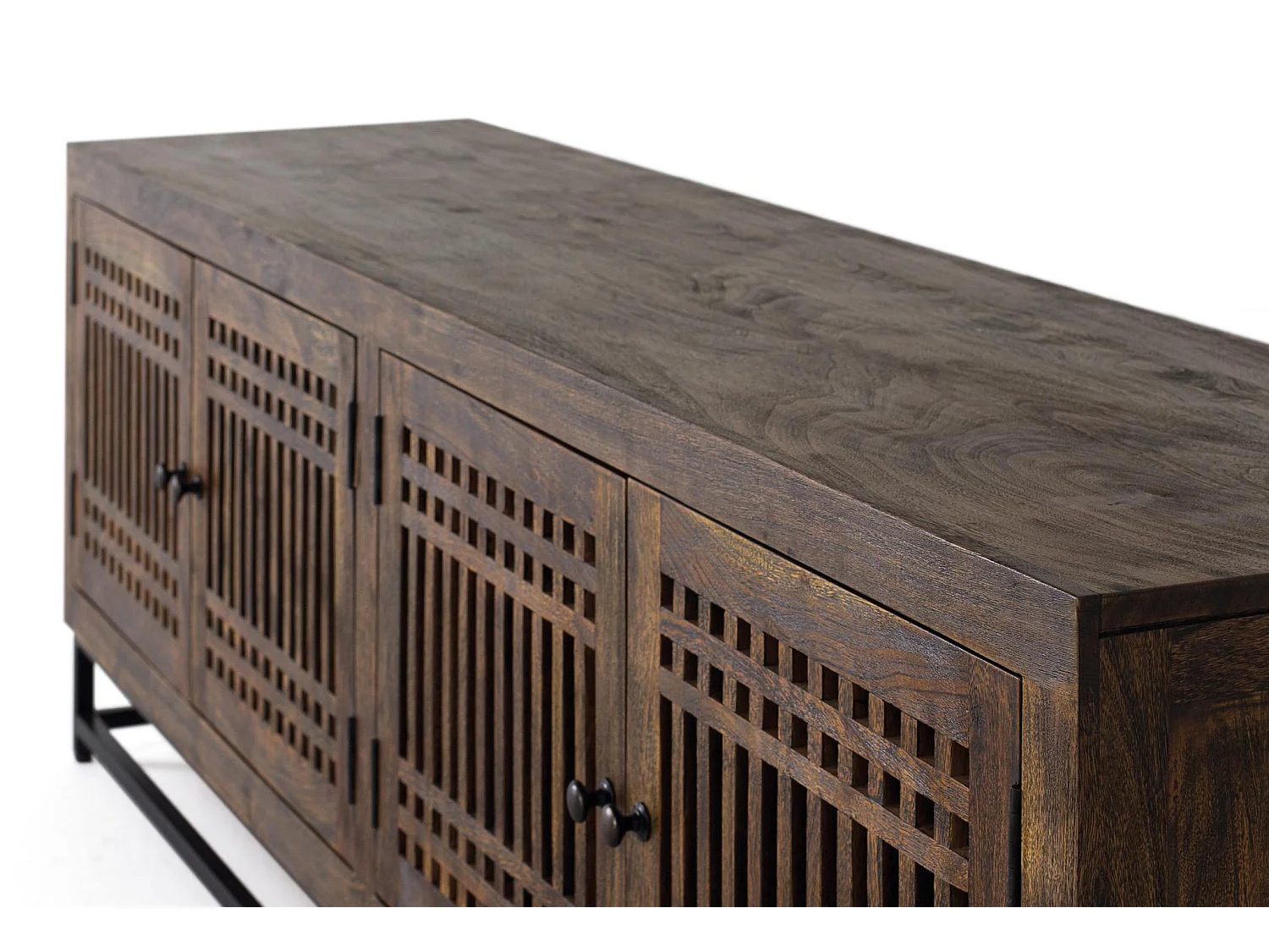 TV-Schrank aus Akazienholz und Metall