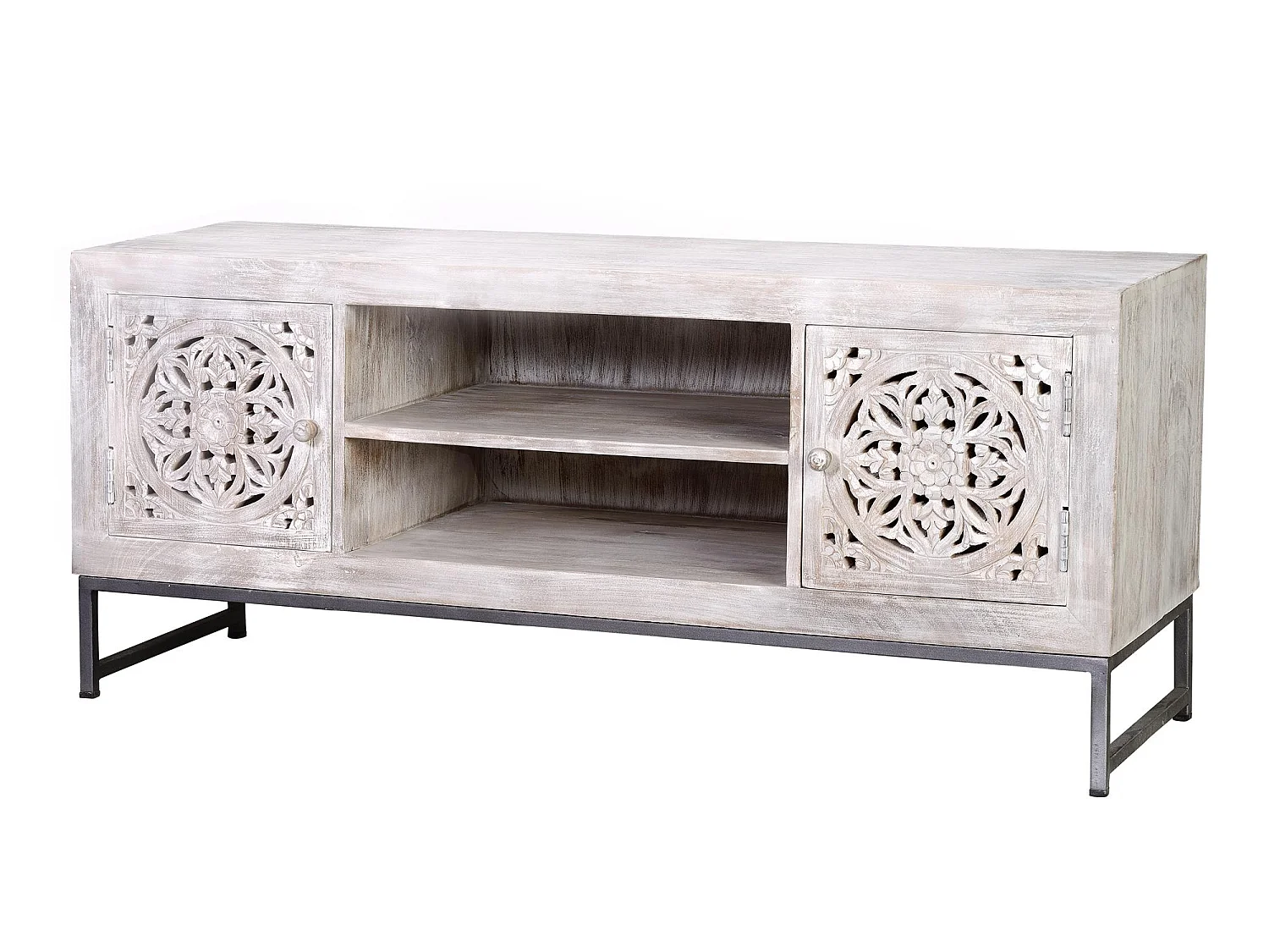 Meubel TV kast en poten metaal wit oud