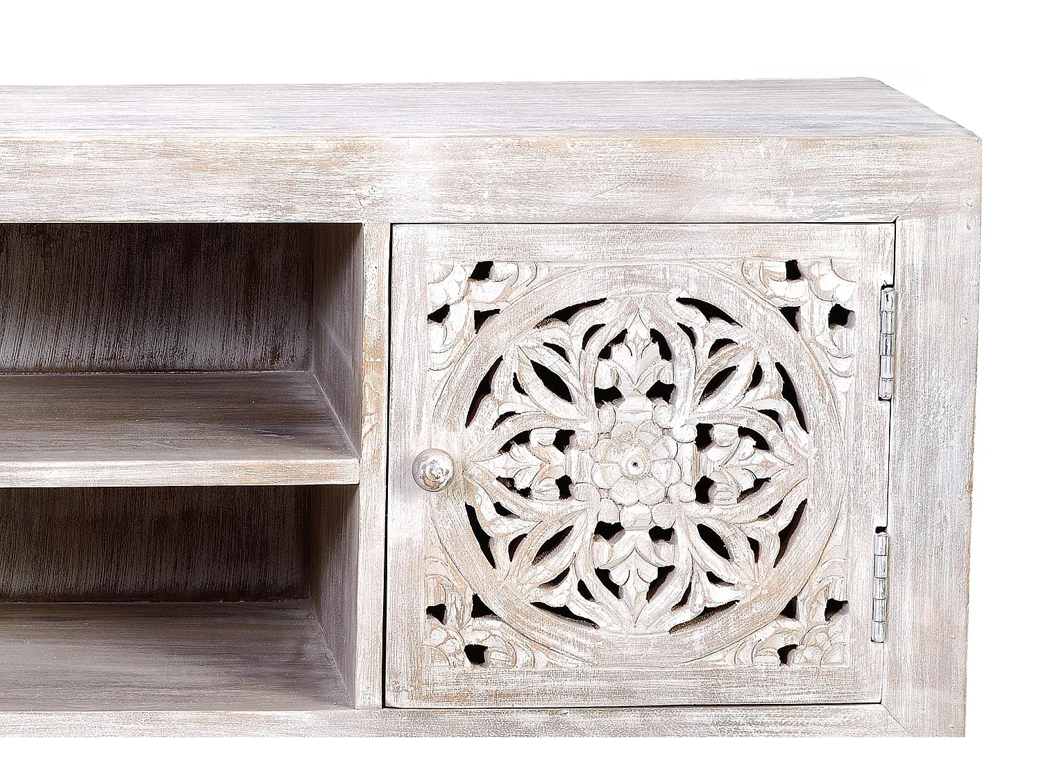 Mueble TV de Madera de Mango 130 Cm Estilo Étnico Boho Tallado-55x130x40