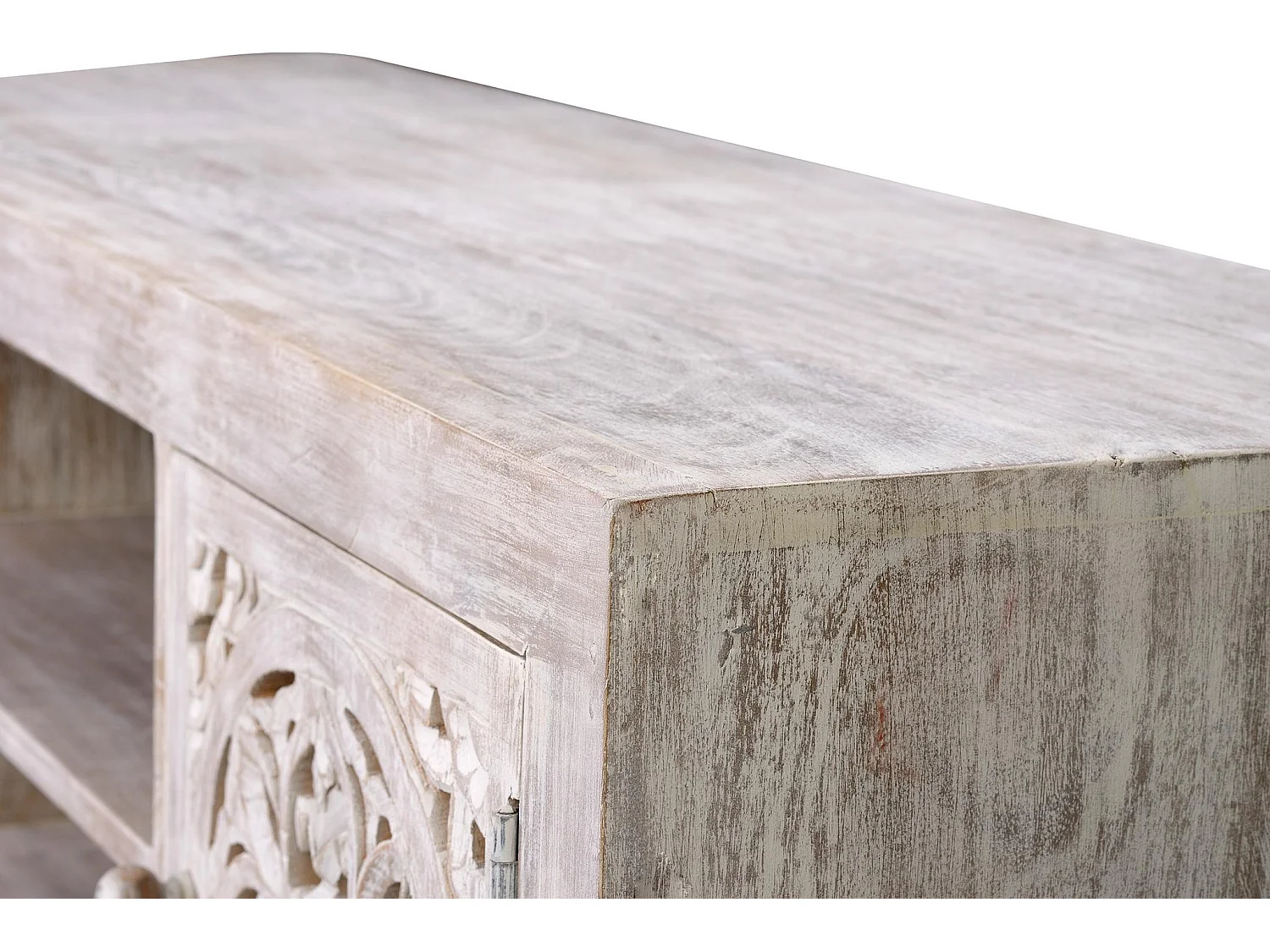 Mueble TV de Madera de Mango 130 Cm Estilo Étnico Boho Tallado-55x130x40