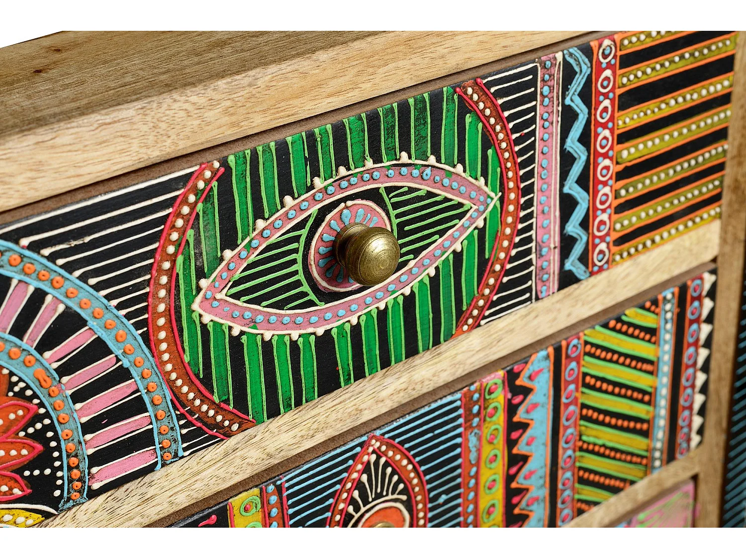 Commode en manguier naturel et multicolore