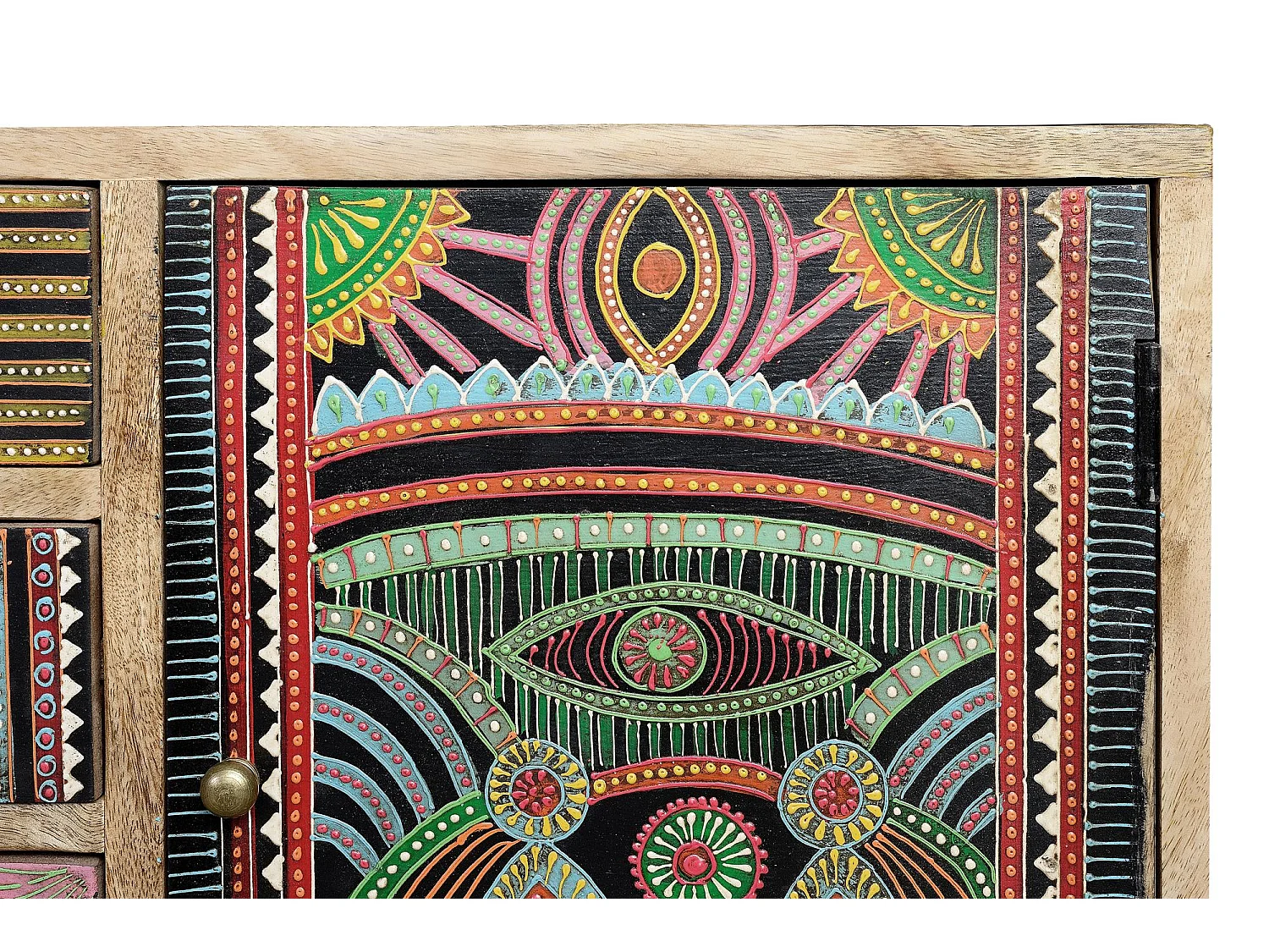 Commode en manguier naturel et multicolore