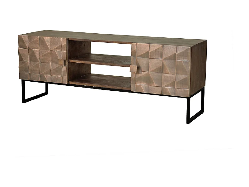 Meuble TV en manguier et bronze marron foncé