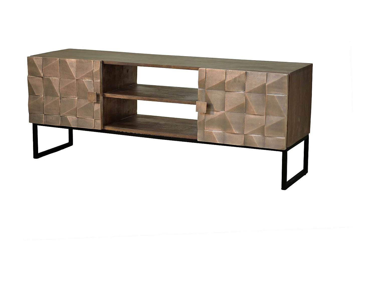 Meuble TV en manguier et bronze marron foncé