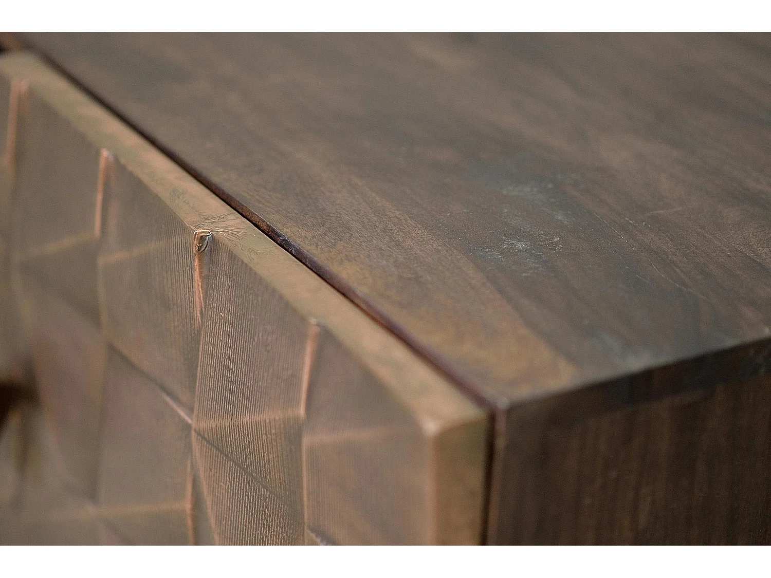 Meuble TV en manguier et bronze marron foncé