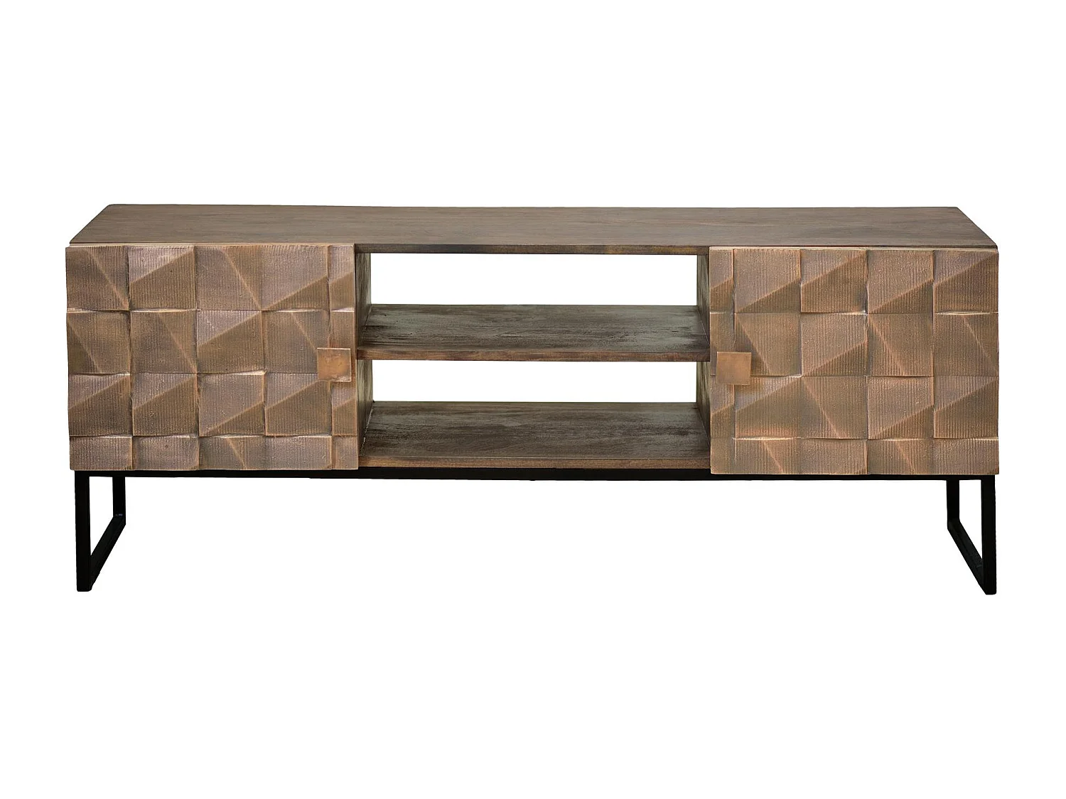 Meuble TV en manguier et bronze marron foncé