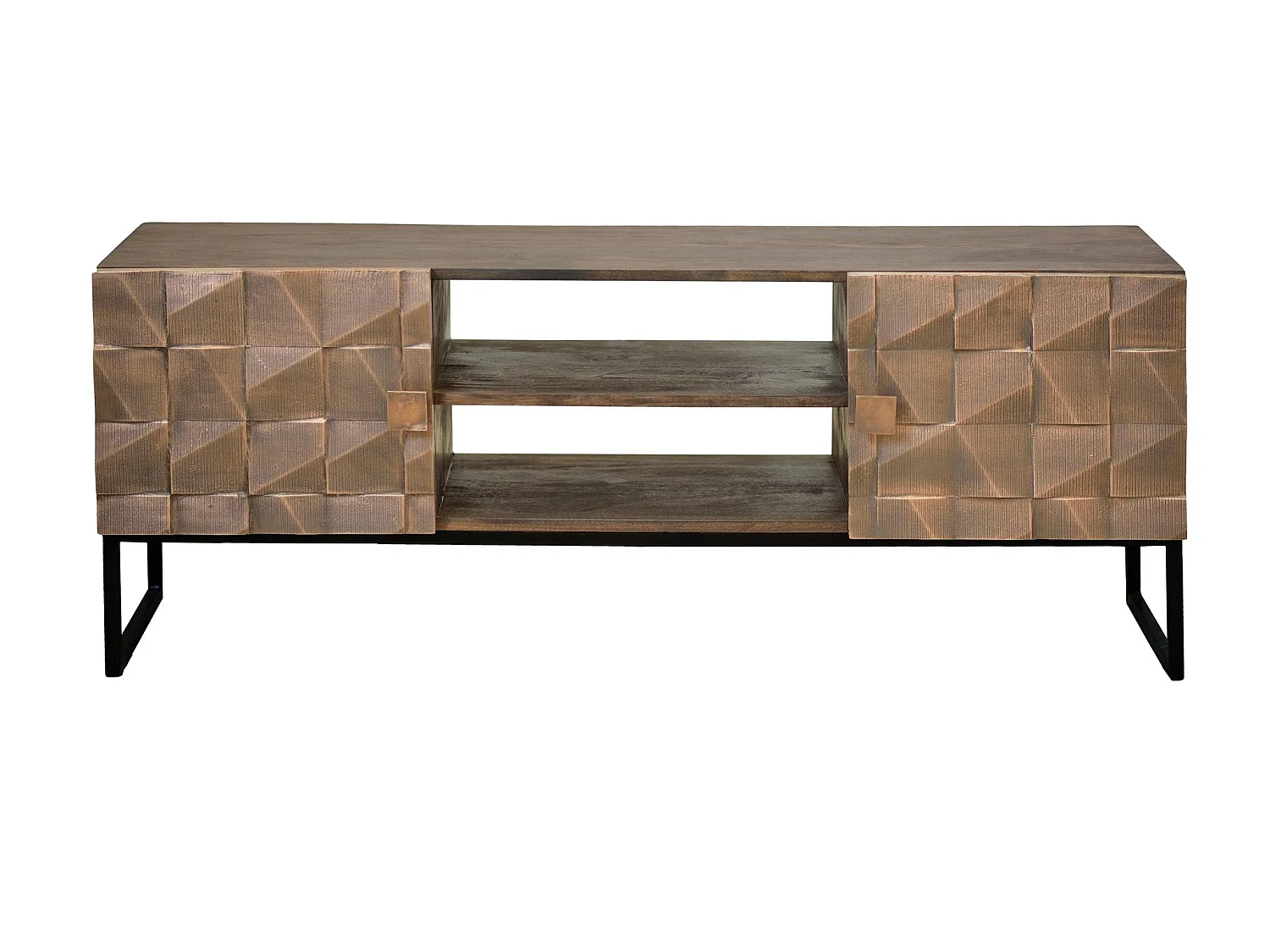 Tv-meubel van mangohout, 140 cm, rustieke moderne stijl - 55x140x40