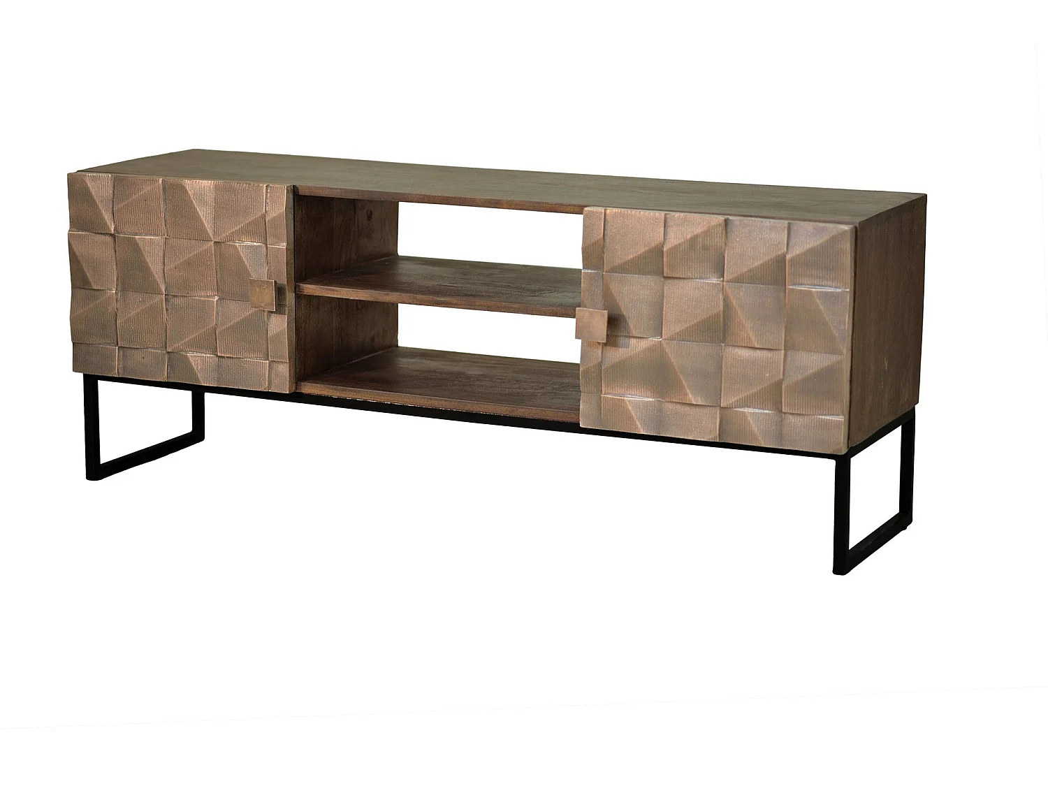 Tv-meubel van mangohout, 140 cm, rustieke moderne stijl - 55x140x40