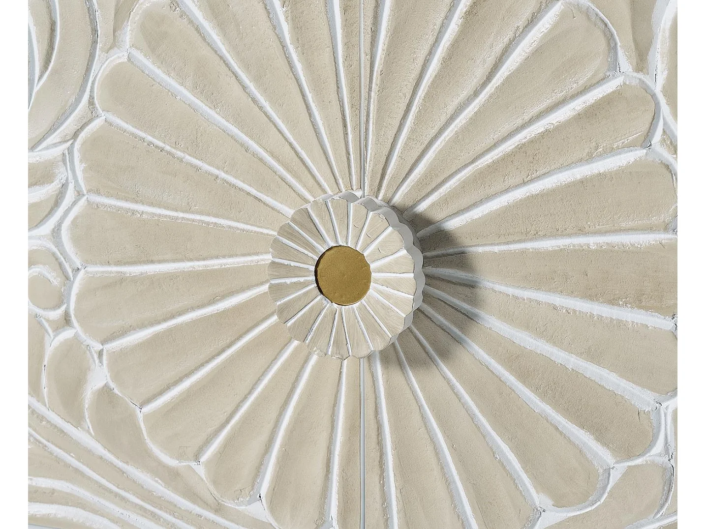 Meuble TV en manguier blanc avec touches dorées