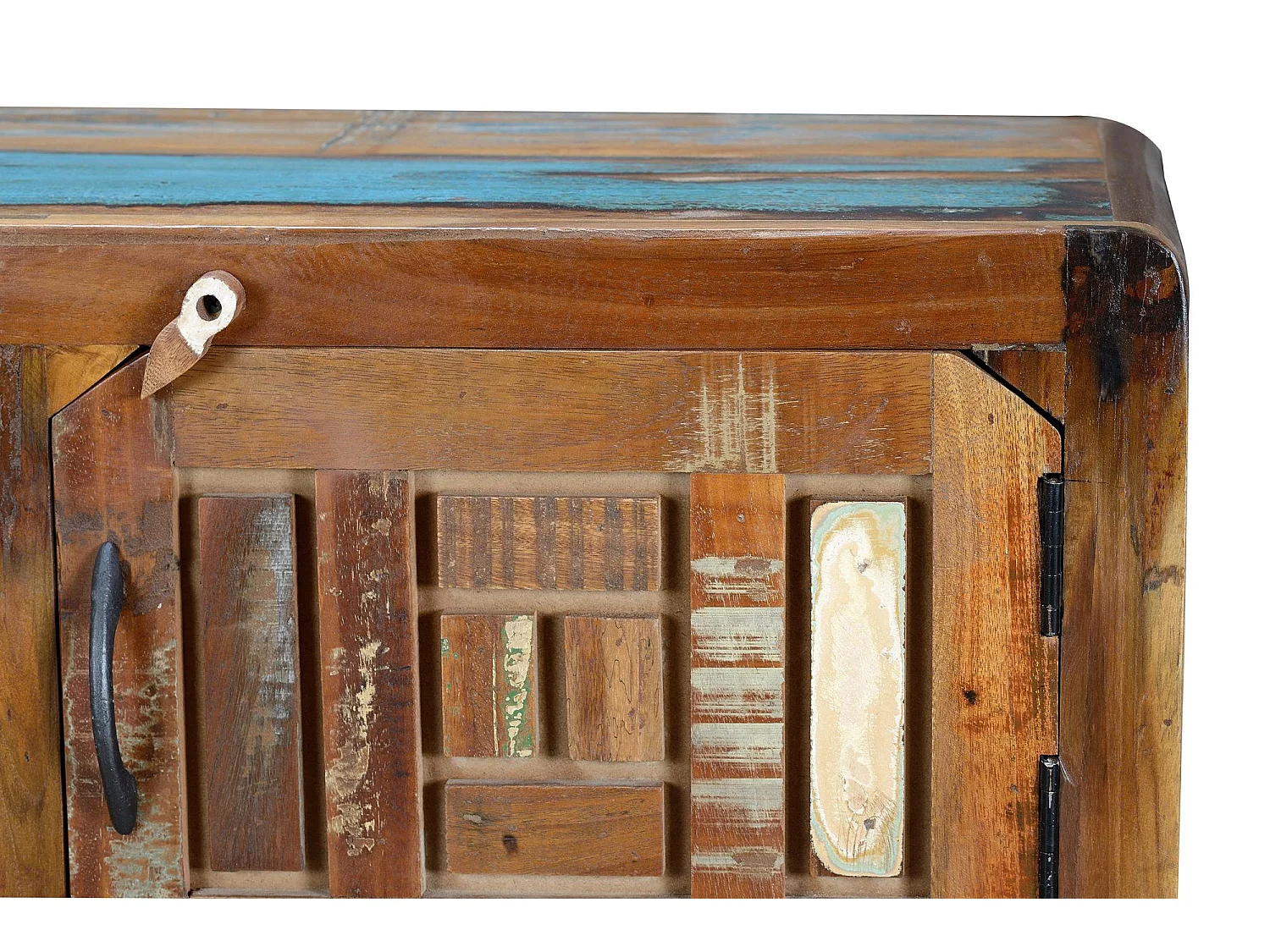 Meuble TV exclusif en bois recyclé multicolore