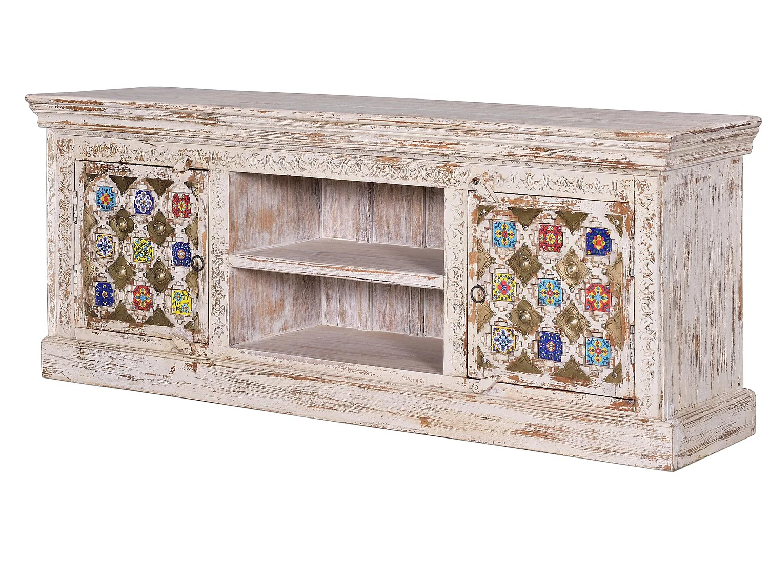 TV-Schrank aus Holz mit Keramikdetails