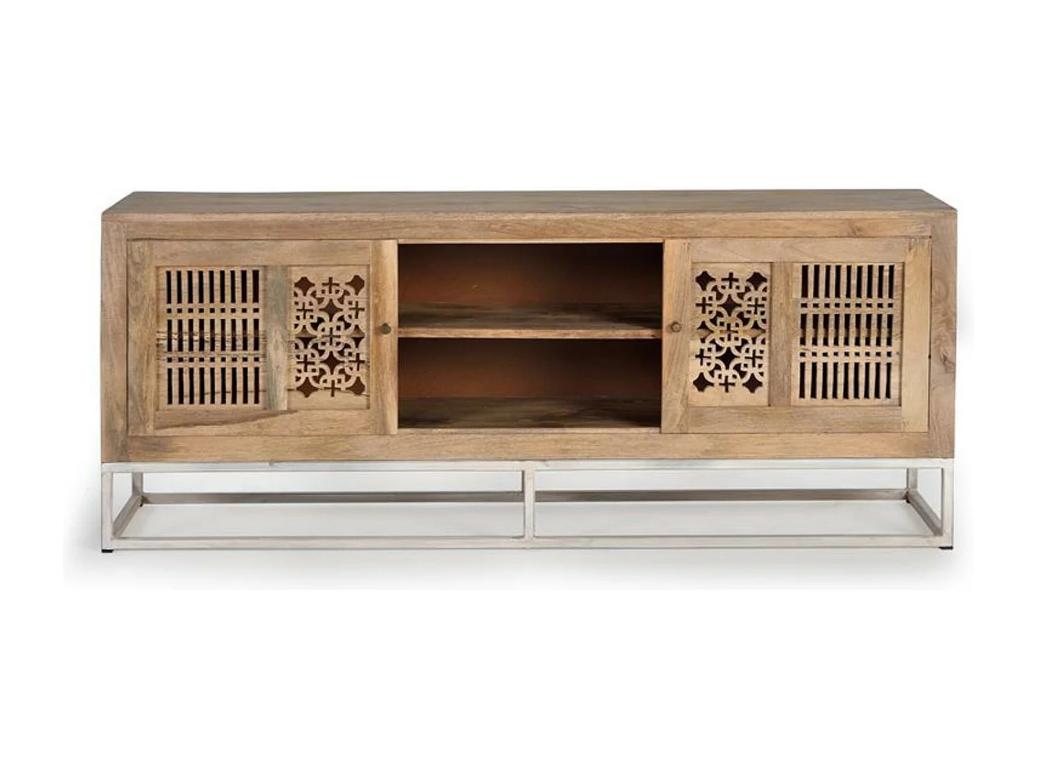 Mueble TV en madera de mango y patas de metal color natural Marrón.Giner y Colomer 65x40x160