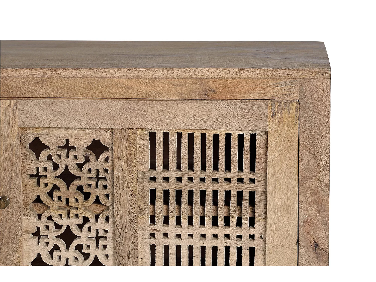 Mueble TV en madera de mango y patas de metal color natural Marrón.Giner y Colomer 65x40x160