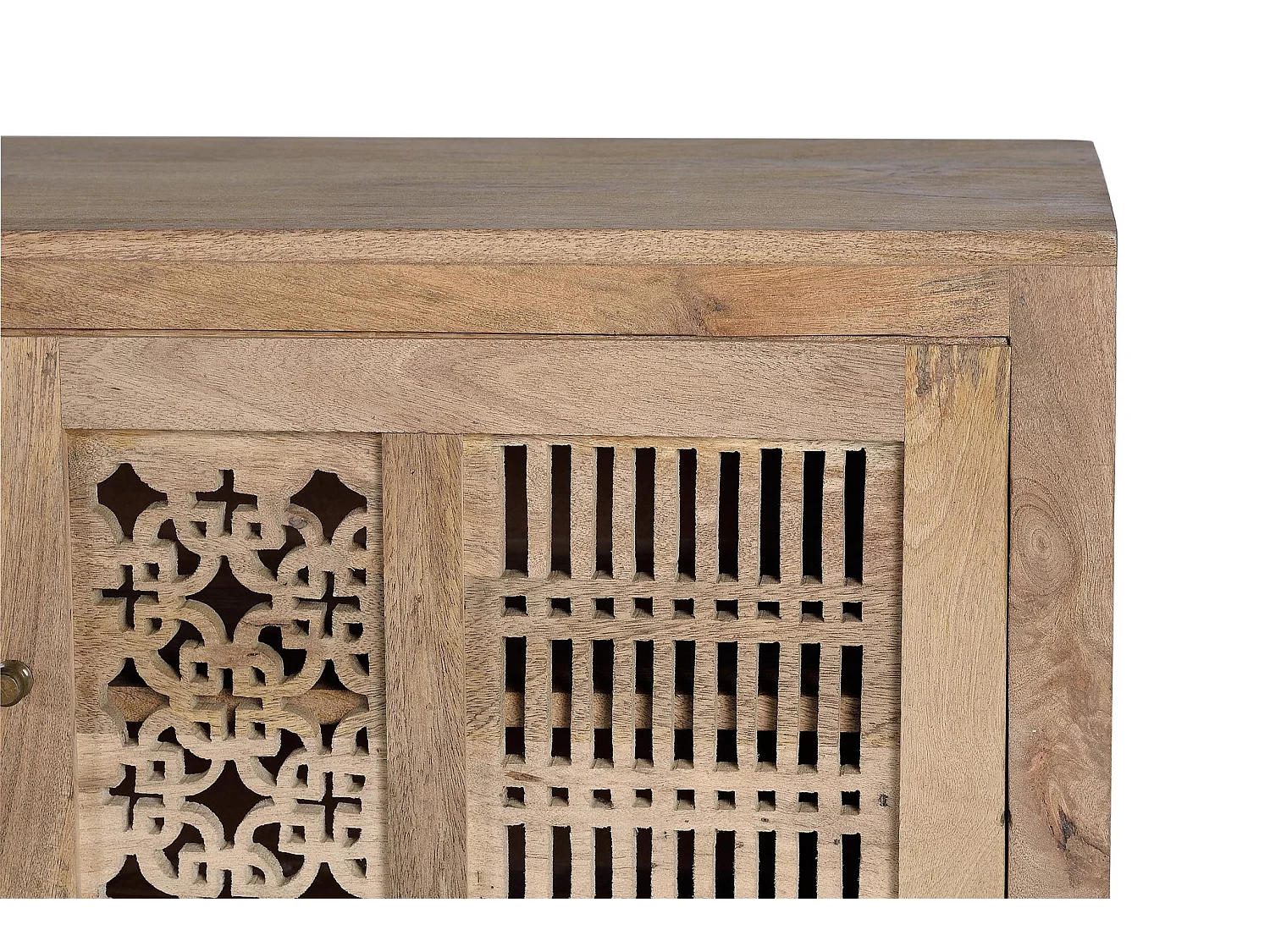 Meuble TV en bois de manguier sculpté style bohème 160 cm - 65 x 160 x 40