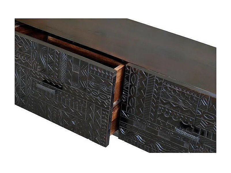 Meuble TV en bois de manguier et pieds en métal