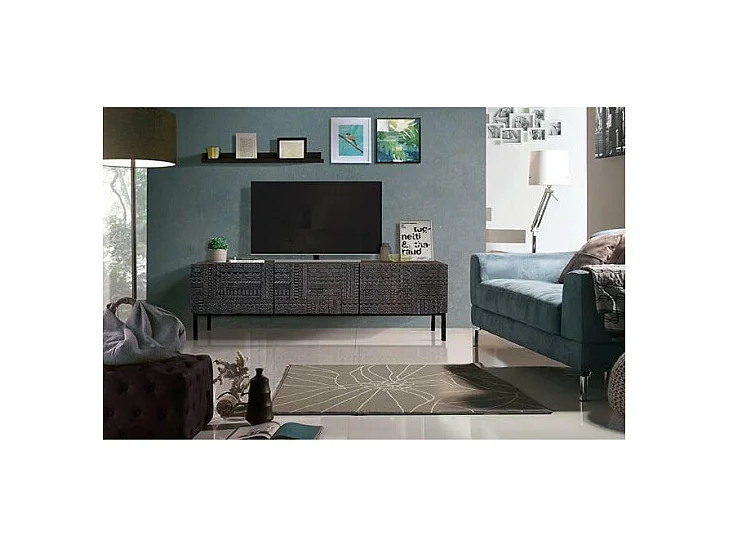 TV-Möbel aus Mangoholz und Eisenbeinen