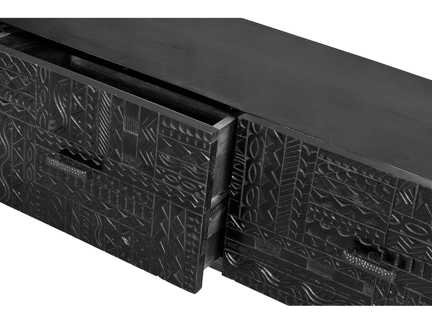 Szafka RTV z drewna manguier i metalowymi nóżkami