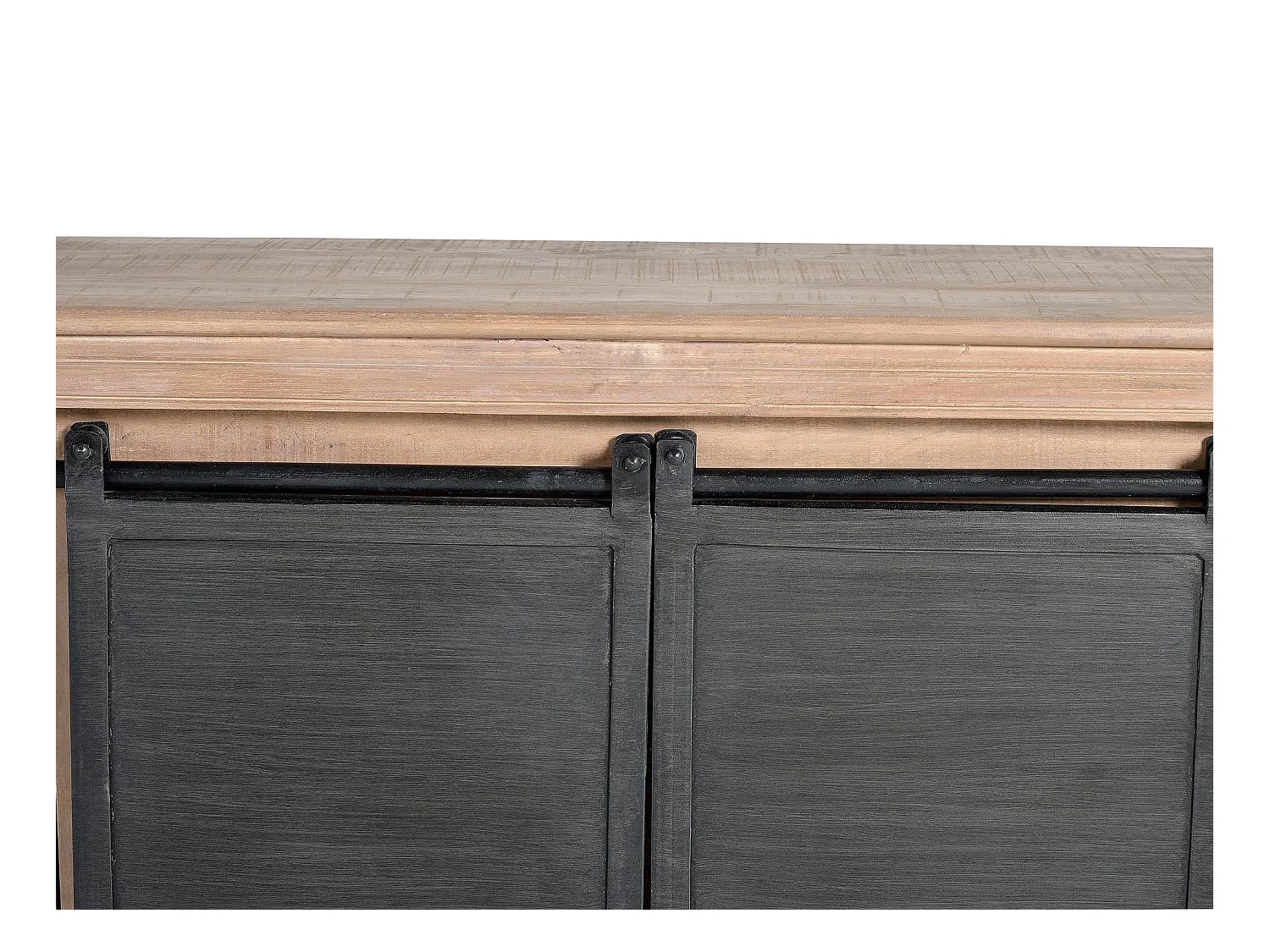 Meuble TV en manguier et pieds en métal naturel et gris