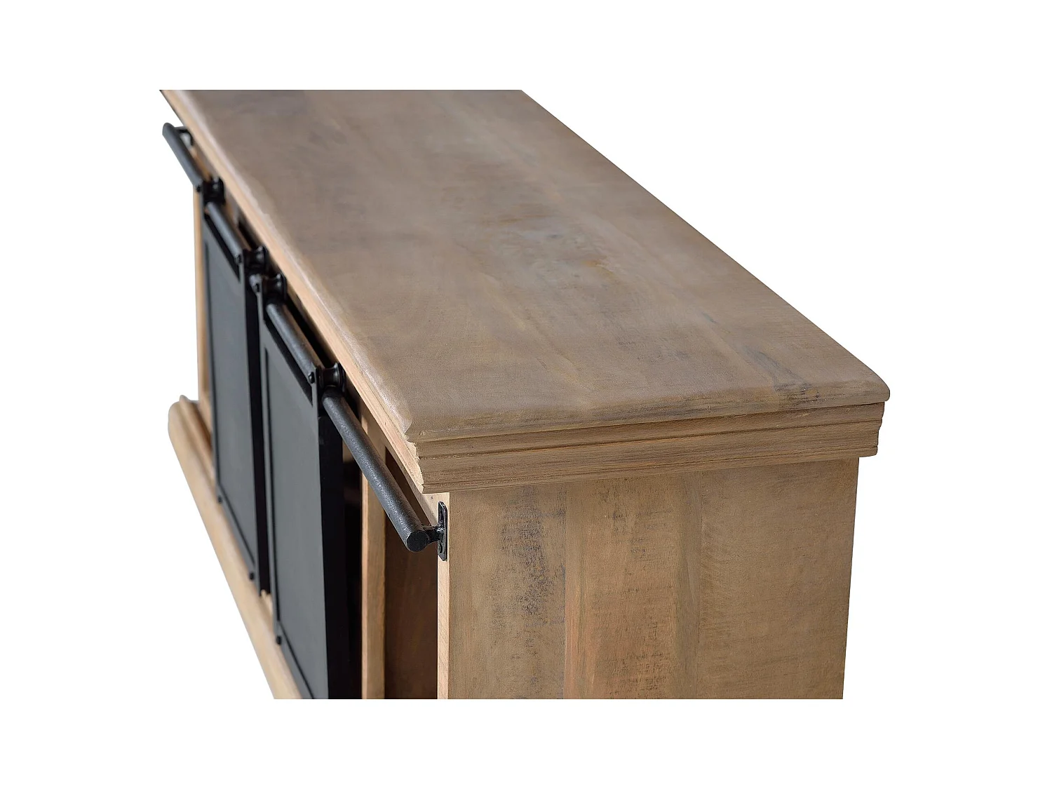 Meuble TV en manguier et pieds en métal naturel et gris