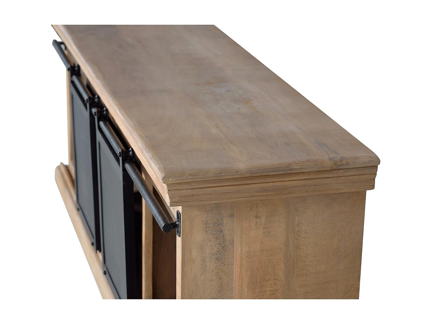 Meuble TV en manguier et pieds en métal naturel et gris