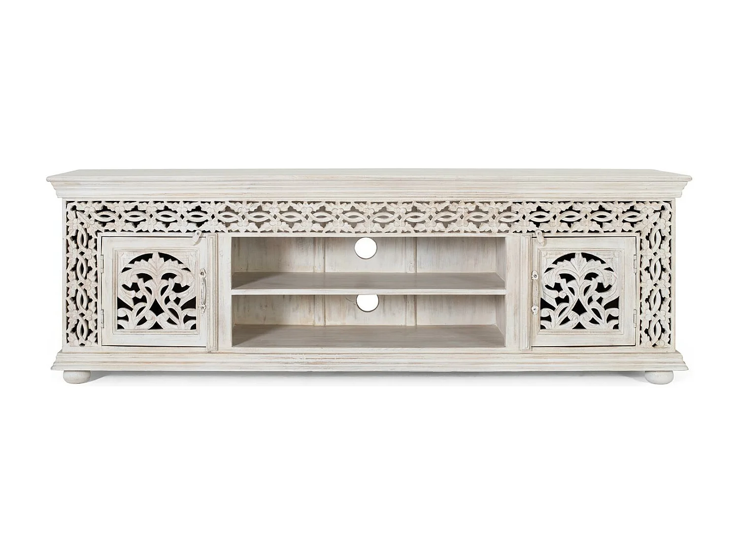 TV-Schrank aus gealtertem weißem Mangoholz