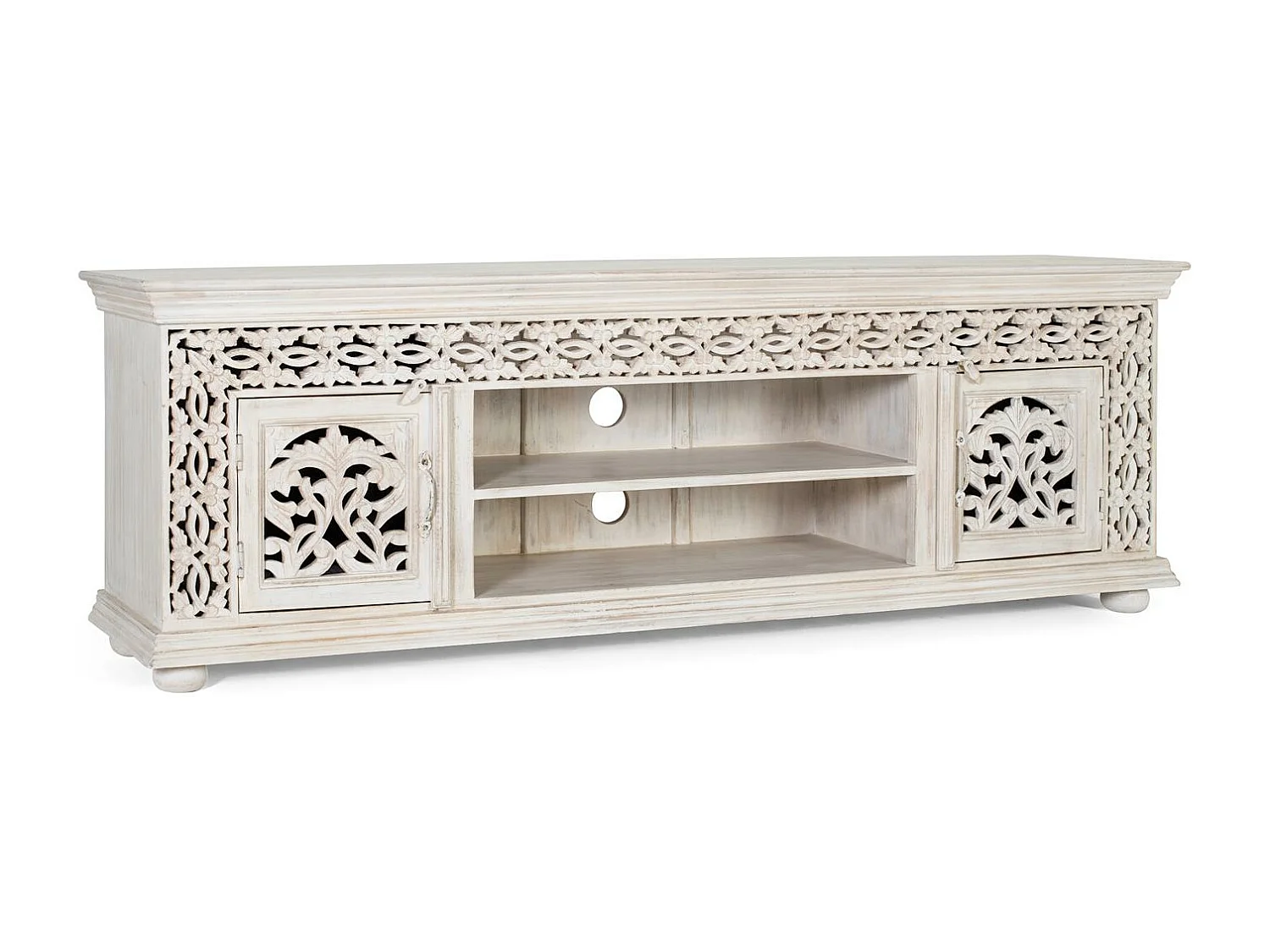 TV-Schrank aus gealtertem weißem Mangoholz