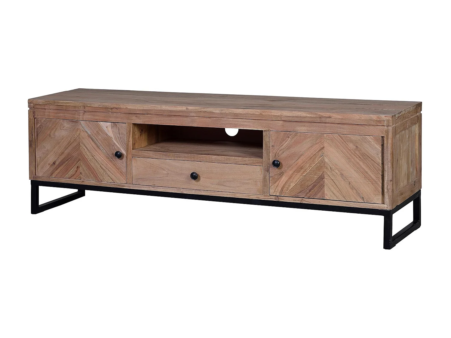 Meuble TV en bois d'acacia et pieds en métal