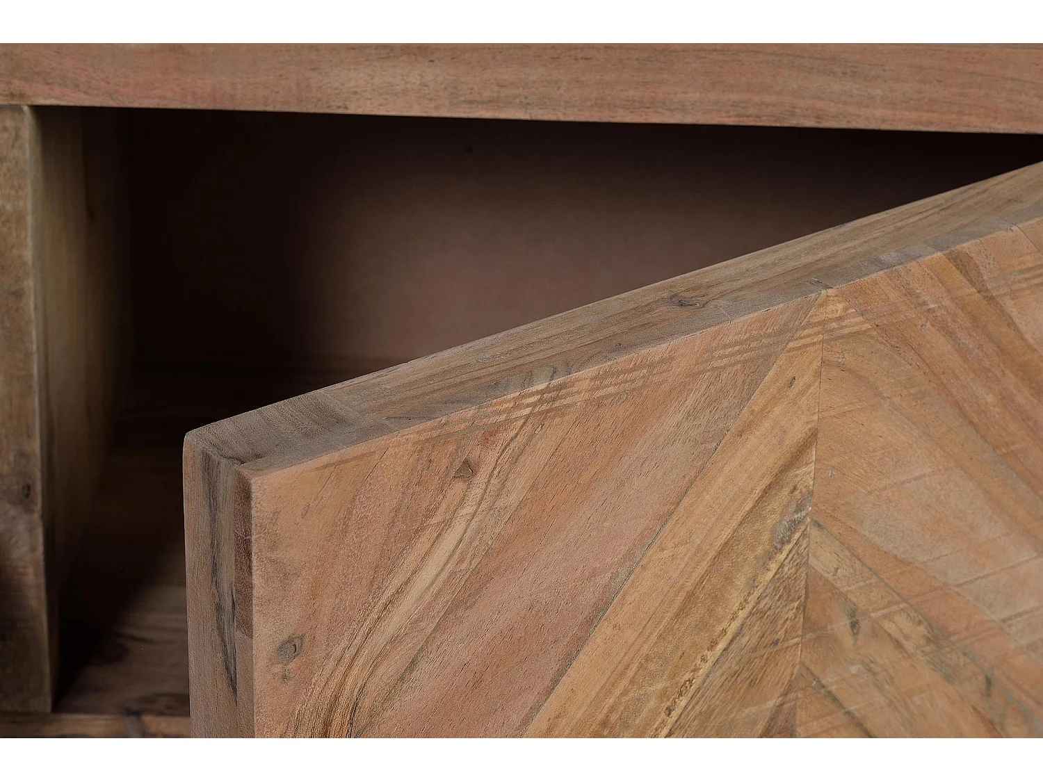 Meuble TV en bois d'acacia et pieds en métal