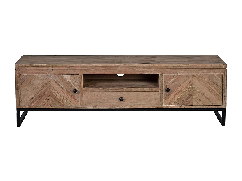 Meuble TV en bois d'acacia et pieds en métal