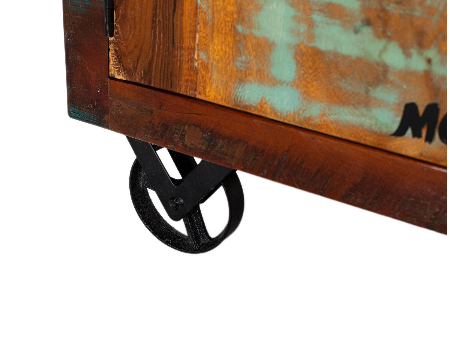 Meuble TV en bois recyclé 160 cm, style vintage moderne - 55 x 160 x 40 cm
