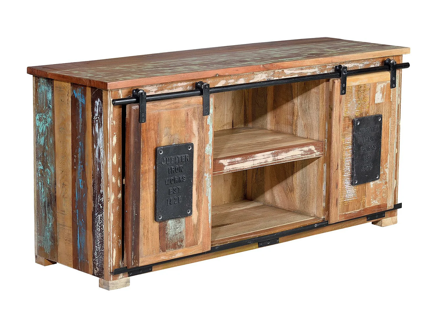 TV-meubel in veelkleurig gerecycled hout