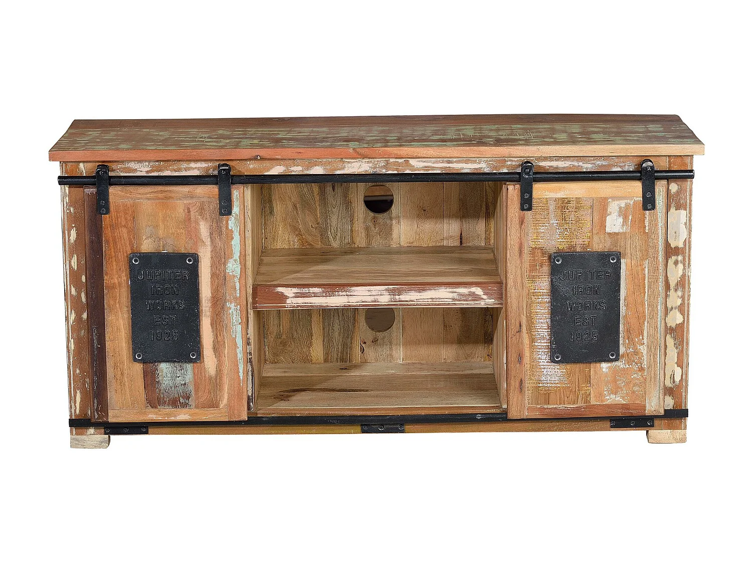 TV-meubel in veelkleurig gerecycled hout