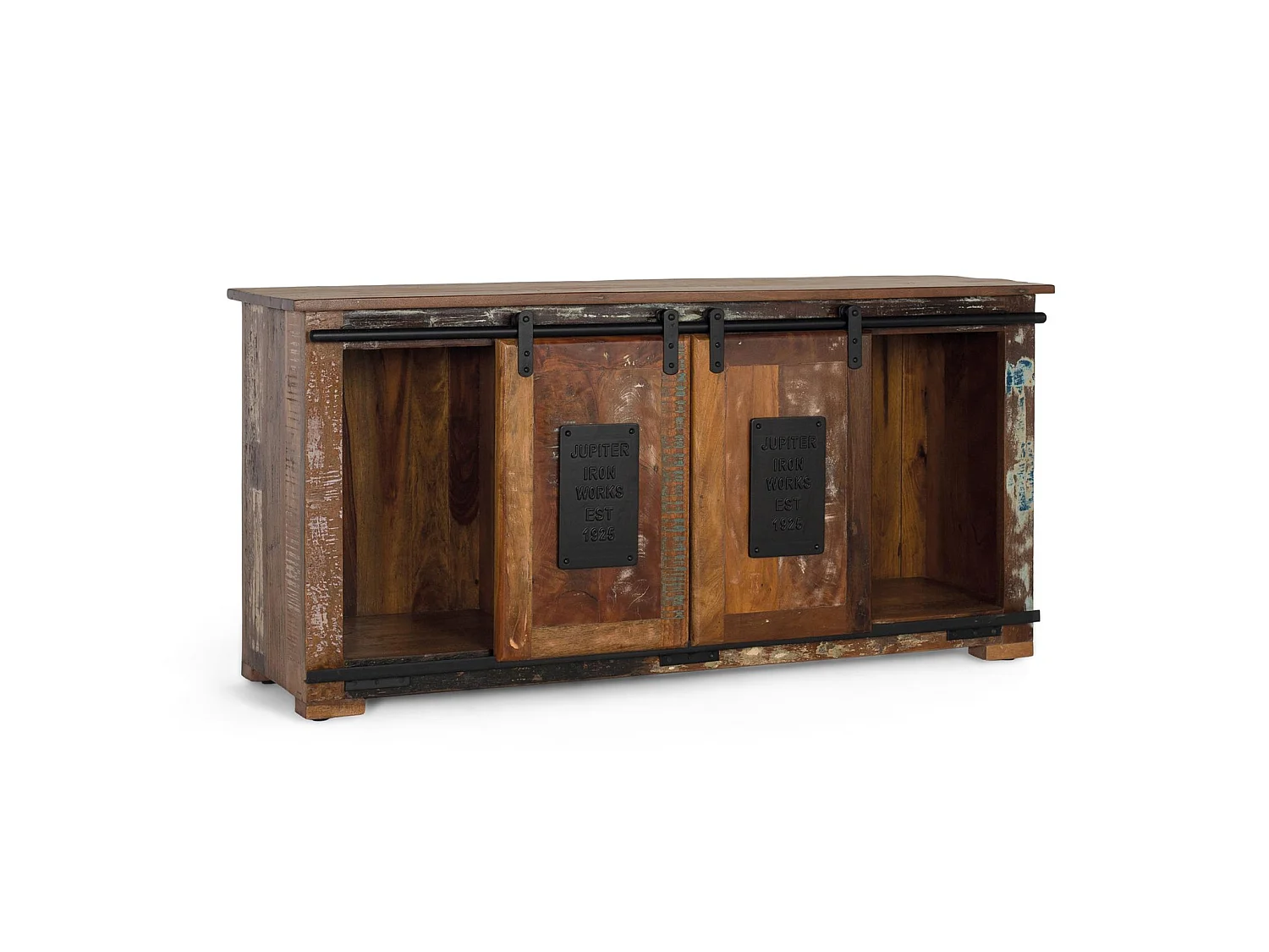 Meuble TV en bois recyclé 130 cm, style industriel vintage - 62 x 130 x 40 cm
