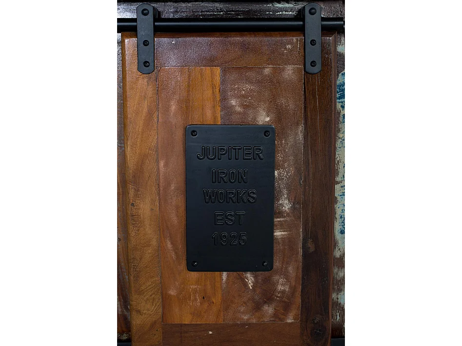 Meuble TV en bois recyclé 130 cm, style industriel vintage - 62 x 130 x 40 cm