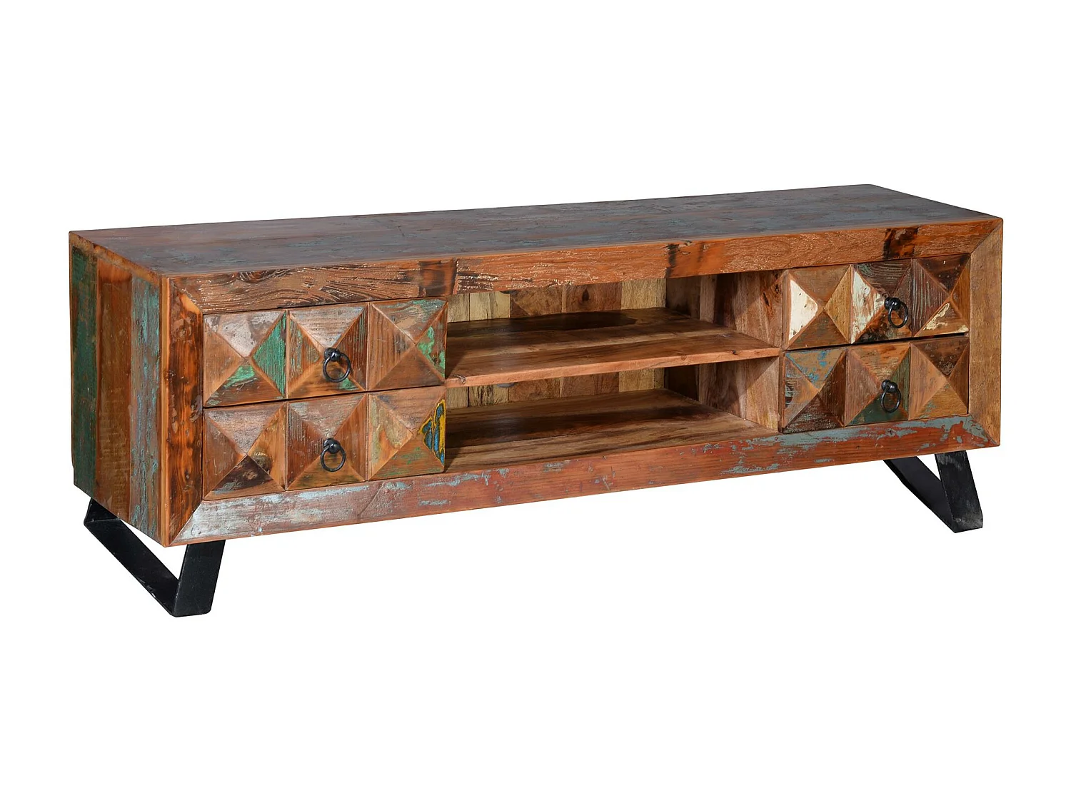 Mobile TV in legno riciclato multicolore MULTICOLOR .55x40x155 Giner y Colomer