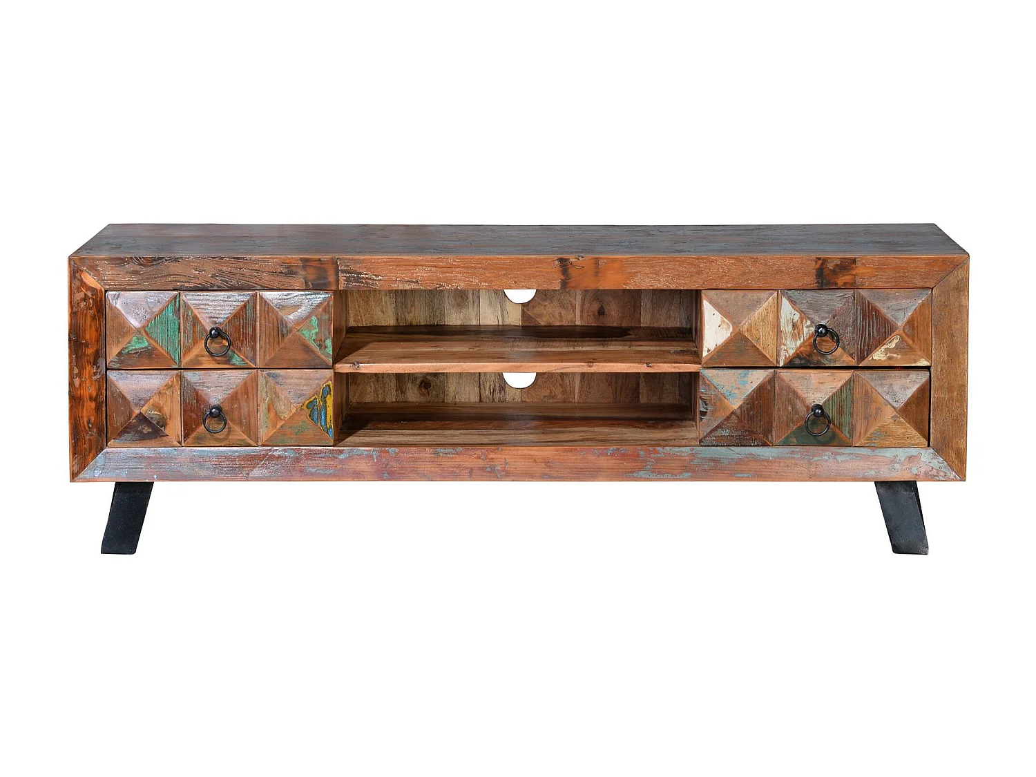 Mobile TV in legno riciclato multicolore MULTICOLOR .55x40x155 Giner y Colomer