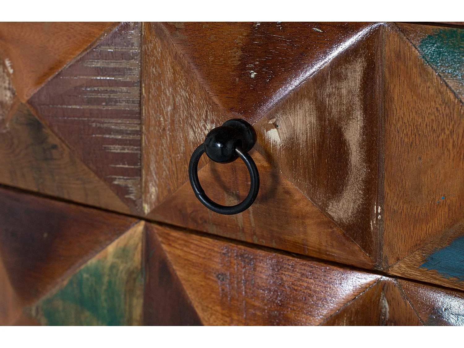 Meuble TV en bois recyclé 150 cm, style industriel moderne - 55 x 155 x 40 cm