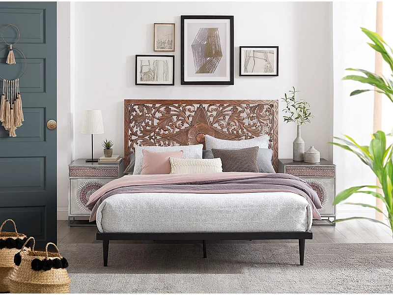 Zagłówek z drewna mango, kolor orzechowy, 166 cm